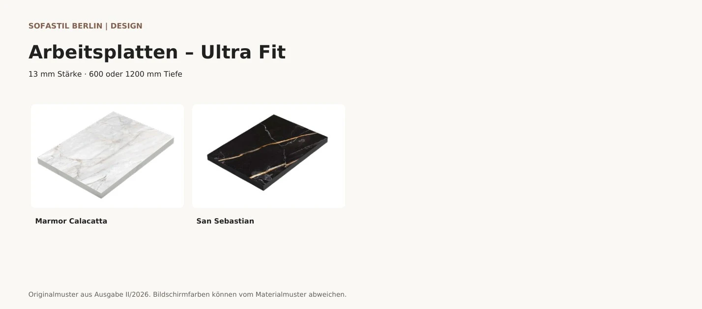 DESIGN Ultra Fit – Arbeitsplatten 13 mm – Originaldarstellung
