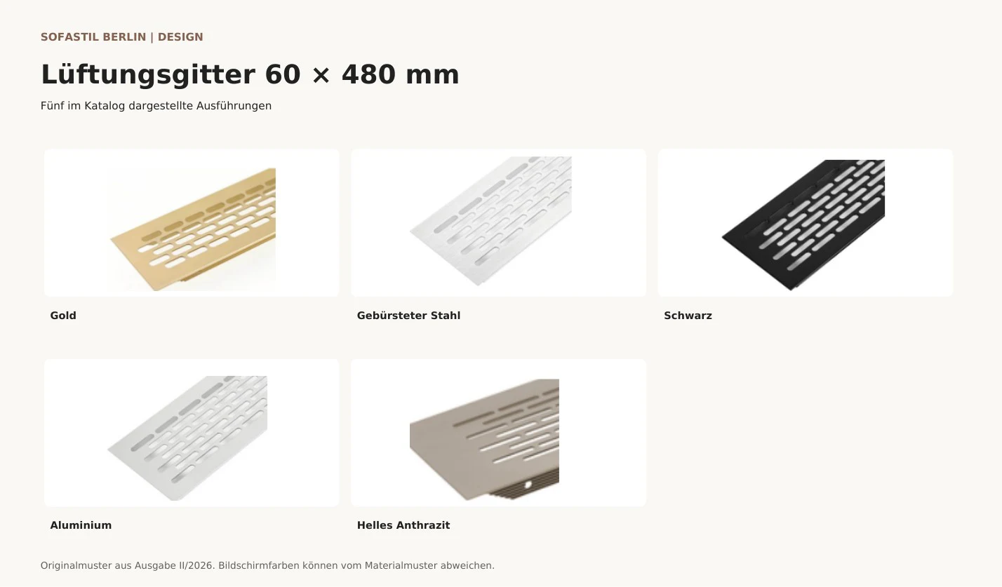 Lüftungsgitter 60 × 480 mm – Originaldarstellung